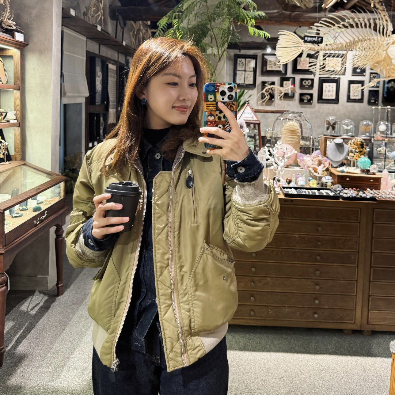 卡其鼹鼠飞行夹克羊毛毡300g加厚立领翻领兼容服通勤棉服摩托机车