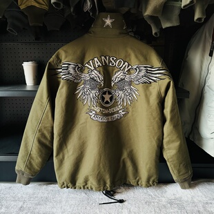 日单丛林布冷鹰刺绣棉服中款翻领棉衣夹棉夹克宽松版阿美咔叽外套