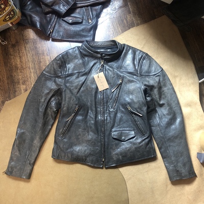 毒液二代皮夹克男士灰咖纹复古皮衣定制牛皮同款汤姆哈迪