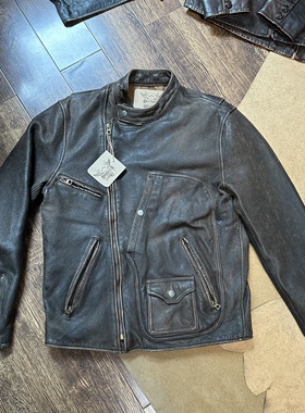 定制Baines贝恩斯皮衣 水洗机车皮夹克 牛皮舒适多袋设计旧化复古