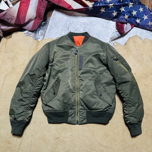 秋冬撞色罕见复古宽松落色做旧MA-1飞行服夹克棉服欧码廓版os大码