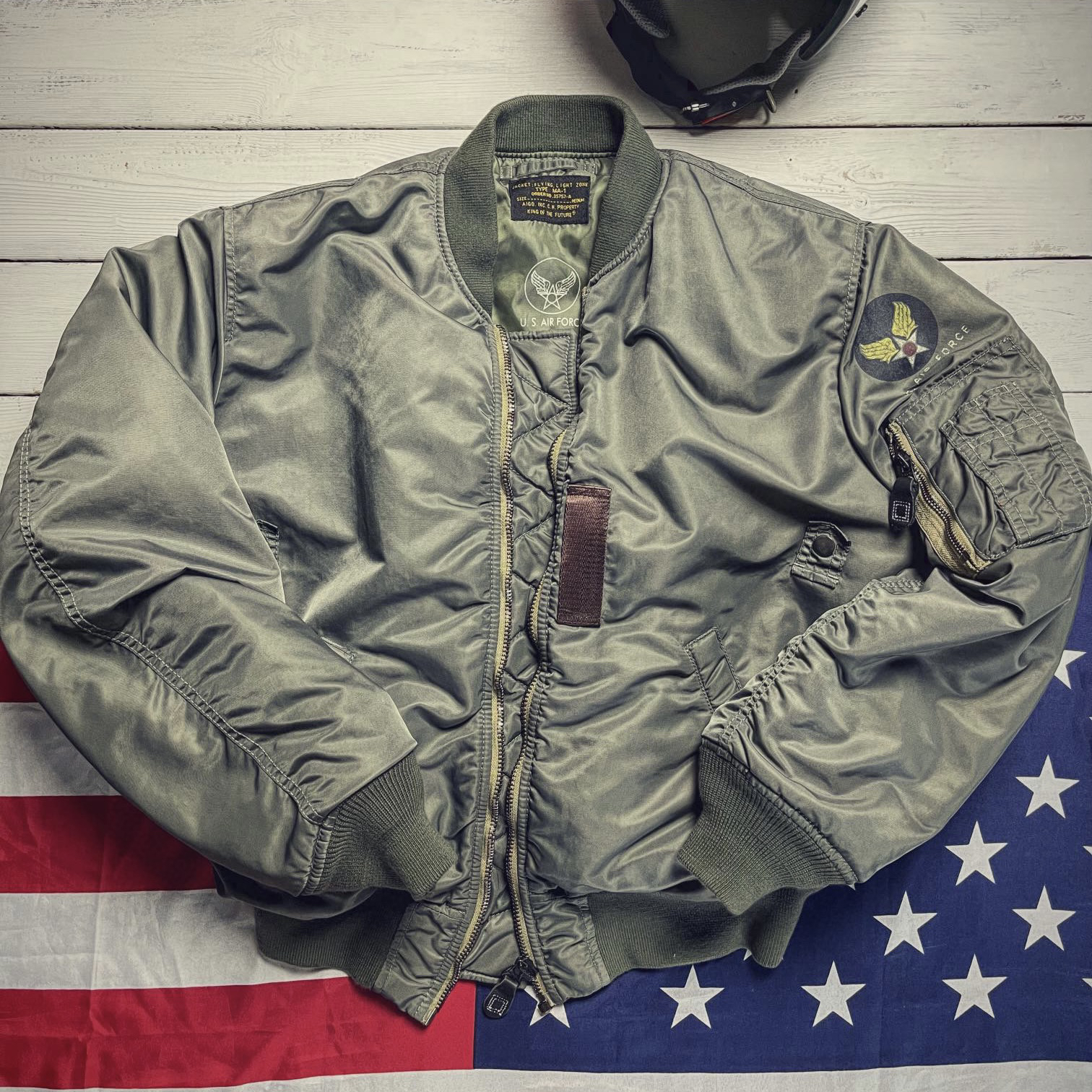 纯原宽松飞行服MA-1纯色款 双面羊绒填充军事风复古飞行夹克棉衣