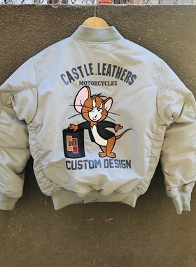 Ma1太空灰猫和老鼠Vanson飞行夹克杰瑞加油棉服飞行服刺绣自热3m