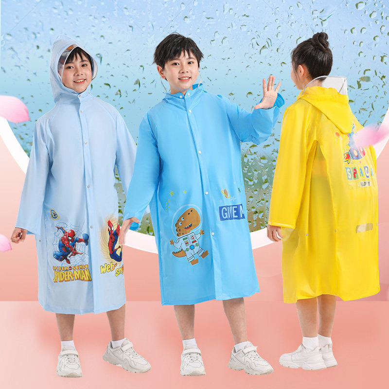 儿童厚款雨衣大帽檐带书包位