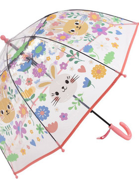 长柄卡通儿童透明雨伞