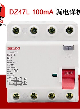 德力西空开保护器DZ47L/2P 10A-100A家用断路100MA 4P漏电保护器