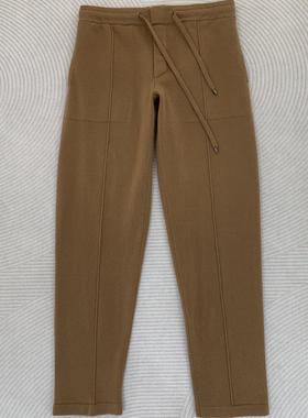 聚鹏名品Andre Maurice 驼色羊绒裤系带男士柔软保暖长裤休闲裤