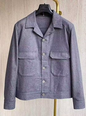 聚鹏名品Andre Maurice 灰色双口袋外套男士老钱风时尚纯棉舒适