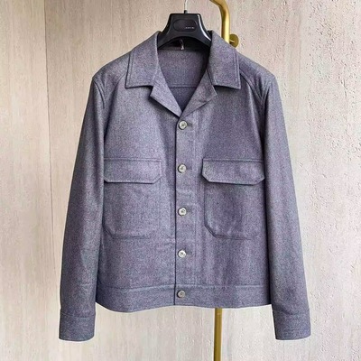 灰色双口袋外套男士老钱风
