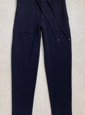 聚鹏名品Andre Maurice 藏蓝色羊绒裤男士柔软系带休闲裤百搭