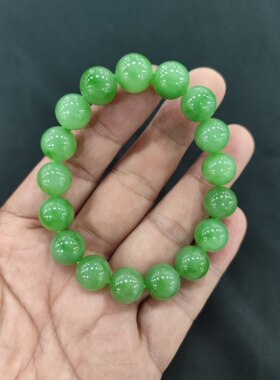手串冰底苹果绿手串无裂无纹质地细腻12毫米圆珠手串
