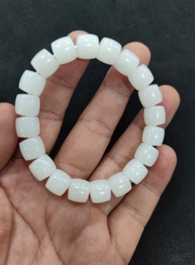 和田白玉手串羊脂白玉老型珠款手串男女玉石手串生日礼物