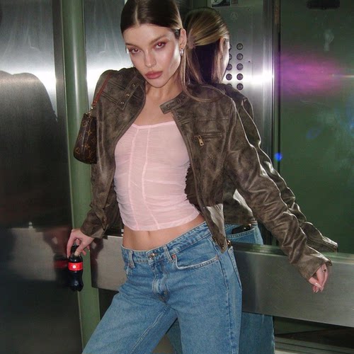 lioness皮衣仿麂皮绒复古外套