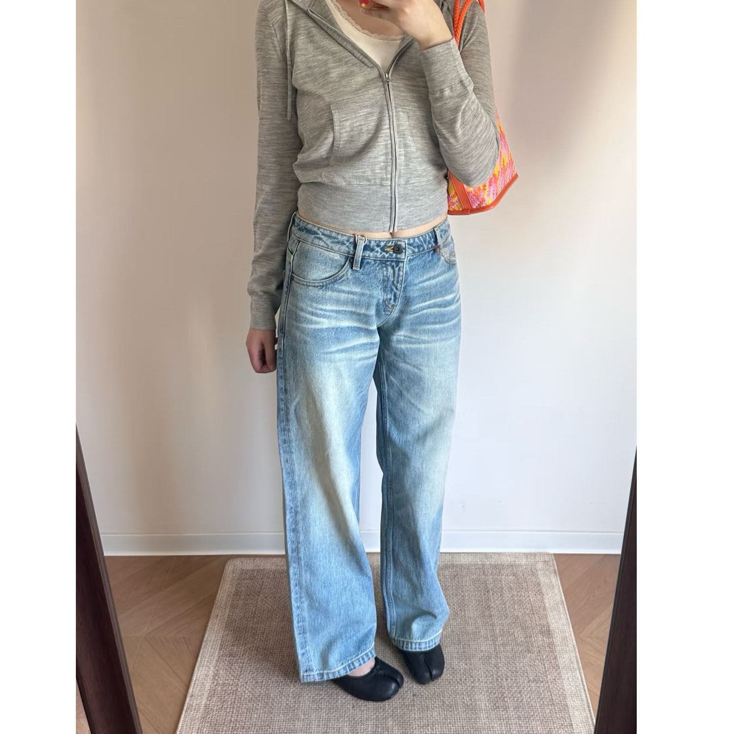 alright 060M&060L中高腰低腰复古重度洗水纯棉直筒牛仔长裤