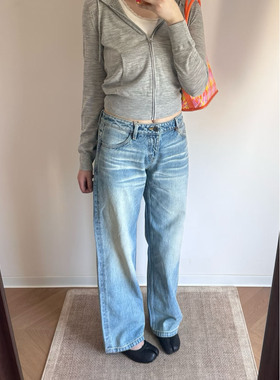 alright 060M&060L中高腰低腰复古重度洗水纯棉直筒牛仔长裤