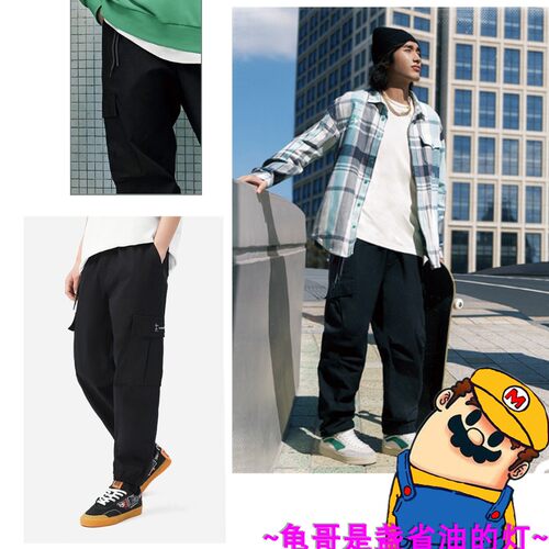 李宁滑板宽松阔腿耐磨工装裤卫裤