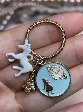 独角兽公主食指戒指环挂件书包挂饰个性创意吊坠外贸单微瑕不退换