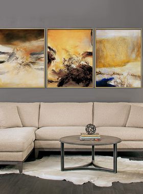 AOCA现代客厅三联装饰画轻奢北欧抽象风景挂画玄关赵无极油画三联