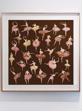 AOCA轻奢浪漫法式斜纹真丝巾装饰画 芭蕾舞 餐厅卧室女孩房间挂画