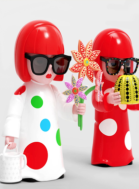 AOCA草间弥生人偶潮玩摆件桌面潮流艺术装饰公仔雕塑手办送礼礼物