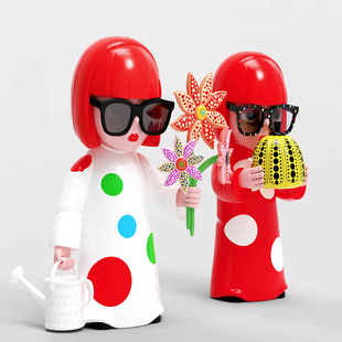 AOCA草间弥生人偶潮玩摆件桌面潮流艺术装饰公仔雕塑手办送礼礼物