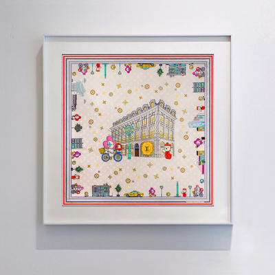 法式LV丝巾装饰画儿童房卧室画