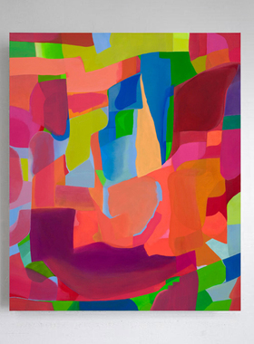 AOCA现代抽象装饰画南法假日风油画多巴胺挂画壁画无框画触觉电路