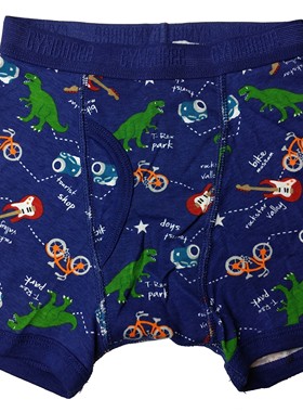 哟呼！crazy8 2-6岁男童瘦款蓝色恐龙全棉平脚内裤平角短裤
