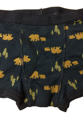 哟呼！crazy8 2-4岁男童瘦款黑色小熊全棉平脚内裤平角短裤