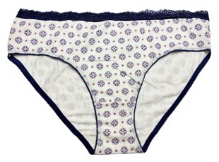 哟呼！primark S-XXL码女士蓝白小花中高腰全棉三角内裤短裤