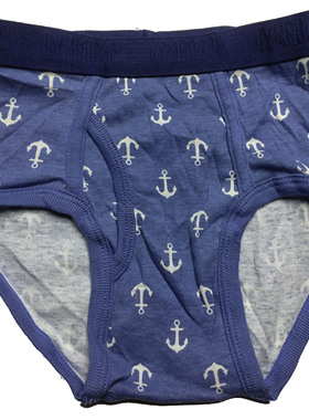 哟呼！外贸美单gy 1-3岁男童瘦款灰蓝船锚全棉三角内裤短裤