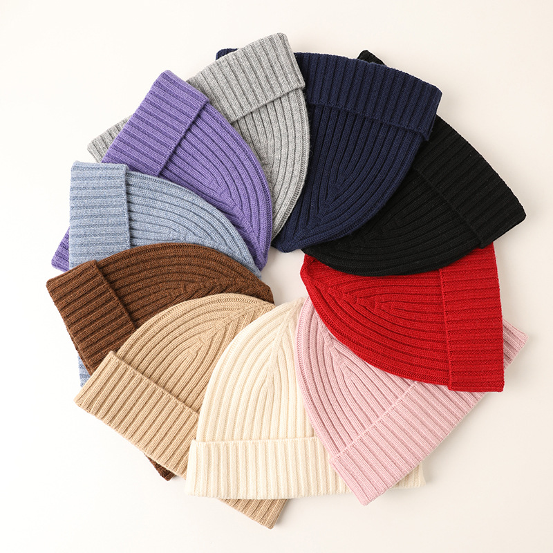 女秋冬纯羊毛多色针织保暖护耳帽