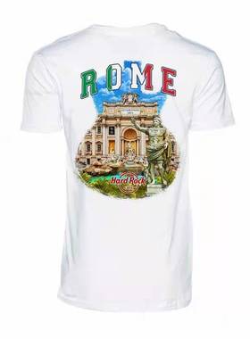 HARD白色ROCK城市图案T恤罗马