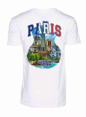 HARD白色ROCK城市图案T恤巴黎