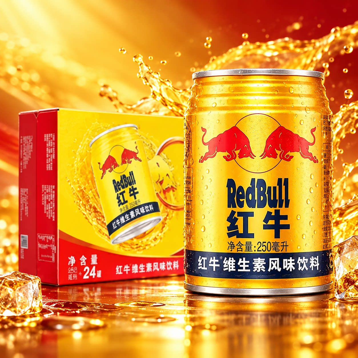 红牛整箱250ml*24罐维生素风味饮料运动健身能量功能饮料提神正品