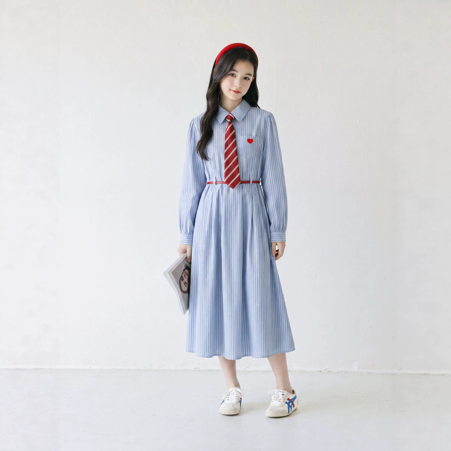 女童学院风连衣裙中大童条纹长裙