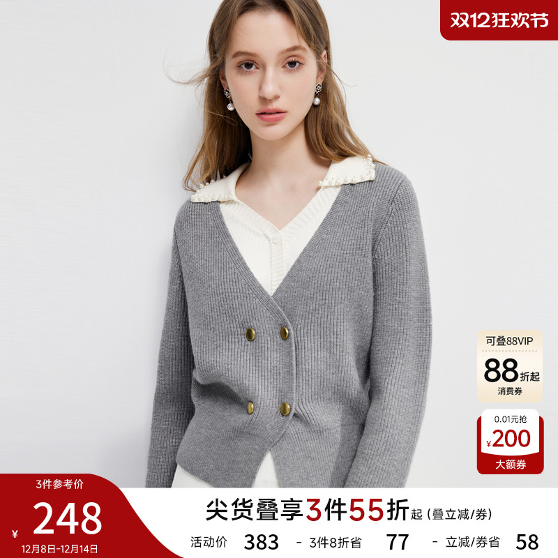 秋水伊人套头毛针织衫