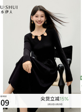 法式红色连衣裙2025年冬季新款女装经典时尚通勤设计感中长裙