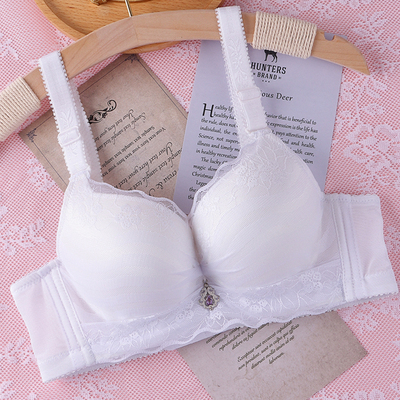 都市性感女士内衣带钢圈文胸蕾丝透气小胸中厚聚拢收副乳调整胸罩