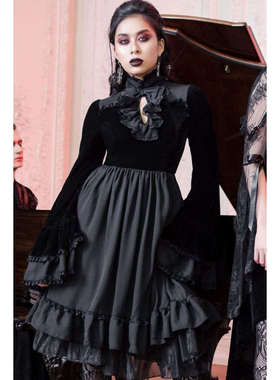 KILLSTAR暗黑哥特亚文化Lost Girl蕾丝丝绒修身维多利亚连衣裙