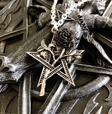 alchemyp715黑玫瑰五芒星项链