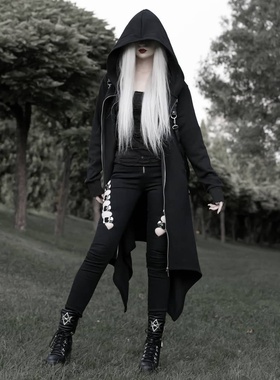 哥特KILLSTAR Massacre摇滚朋克骷髅扣镂空修身亚文化暗黑牛仔裤