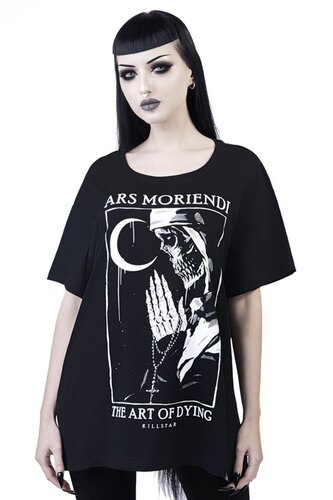 现货KILLSTAR暗黑哥特亚文化Ars Moriendi骷髅修女宽松大圆领T恤