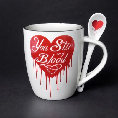 Alchemy Gothic ALMUG18 YOU STIR MY BLOOD血色爱心图案杯具套装