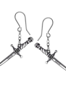 Alchemy Gothic E378 HAND OF MACBETH 复古做旧锡制匕首耳环