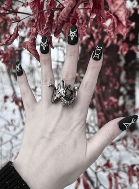 东欧羊头魔鬼摇滚朋克戒指