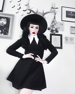 KILLSTAR哥特暗黑Cathedral朋克摇滚重金属白领亚文化修身连衣裙