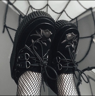 Demonia暗黑哥特亚文化CREEPER-219原宿朋克洛丽塔厚底玫瑰松糕鞋