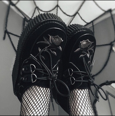 Demonia暗黑哥特亚文化CREEPER-219原宿朋克洛丽塔厚底玫瑰松糕鞋