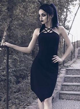 潮牌KILLSTAR Hazel Hell五芒星吊带哥特性感中连衣裙